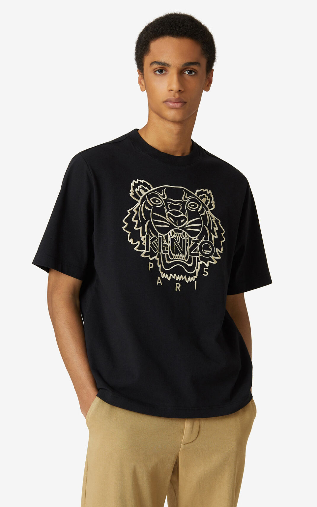 Kenzo Tiger loose fitting Moška Majice Črna SI-1697487